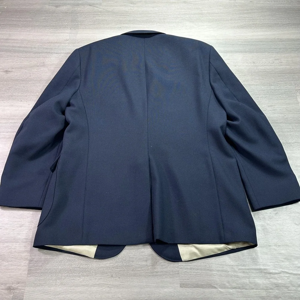 Stanley Blacker Blazer Mens 44 Navy‎ Blue Gold Two Button Sport Coat Jacket